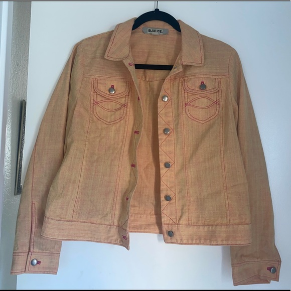 Blue Ice Orange Denim Jacket - Picture 1 of 3